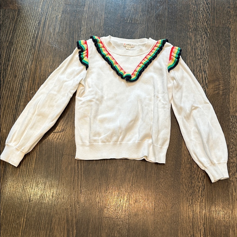Crewcuts White Sweater with Multicolor Trim